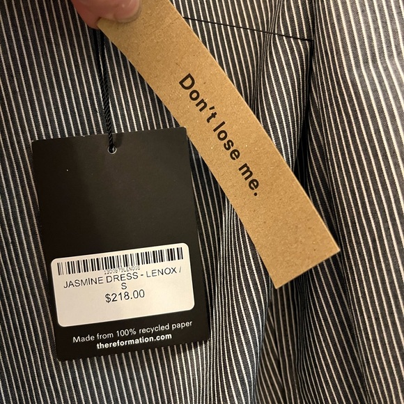 Reformation Wrap Dress. Gray pinstriped. New with tags. Upcycled material. - Picture 4 of 7